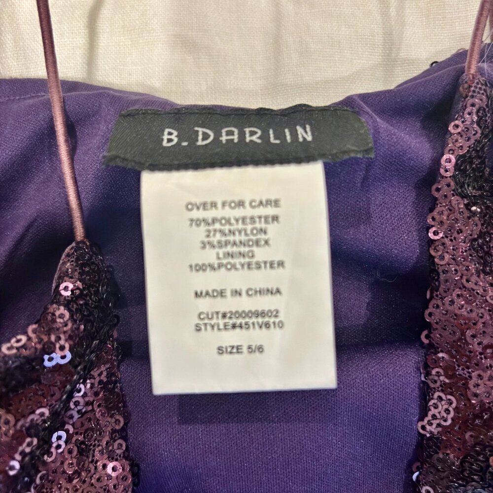B. Darlin Purple Sequin Bodycon Mini Dress Juniors 5/6 - Picture 5 of 6